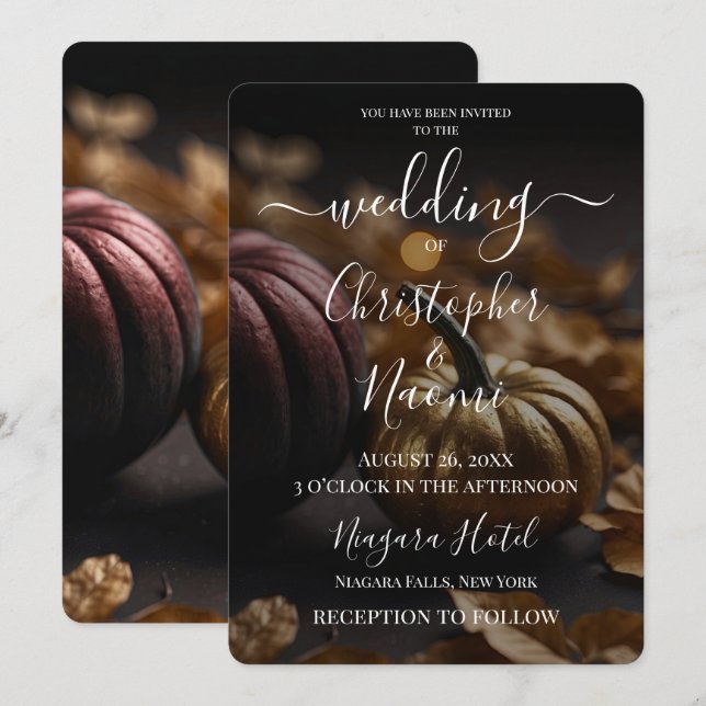 Create Your Own Gold & Red Pumpkins  Invitation (Front/Back)