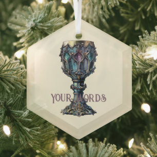 Create Your Own Gold Rimmed Blue Chalice Glass Tree Decoration