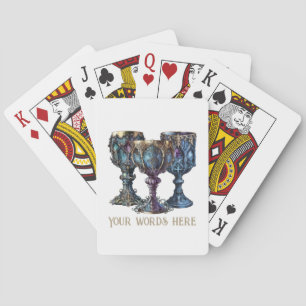 Create Your Own Gold Rimmed Blue Chalices Playing Cards