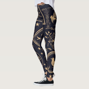 Create Your Own Gold Sacred Symbols Black Leggings