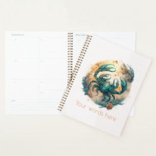 Create Your Own Gold & Teal Mystical Cancer Zodiac Planner