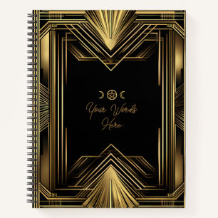 Create Your Own Golden Art Deco Black Notebook