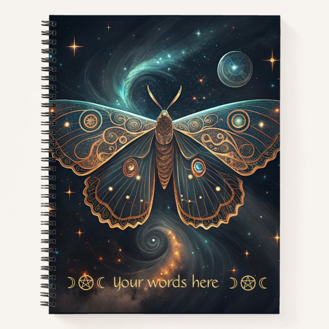 Create Your Own Golden Celestial Moth Notebook (Front)
