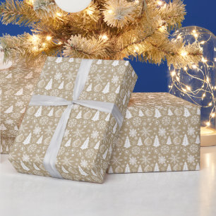 Create Your Own Golden Christmas Doodles Wrapping Paper