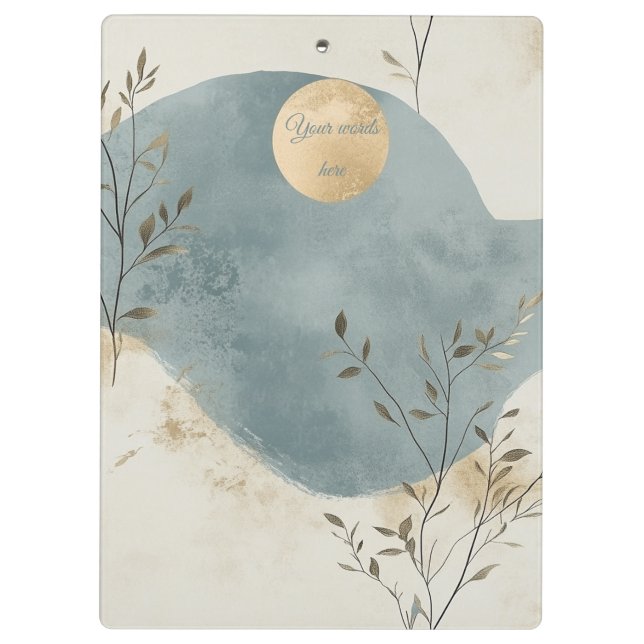 Create Your Own Golden Moon Floral Minimalist Clipboard (Back)