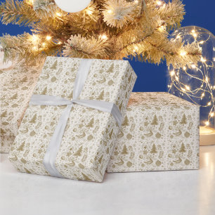 Create Your Own Golden Partridge & Trees Wrapping Paper