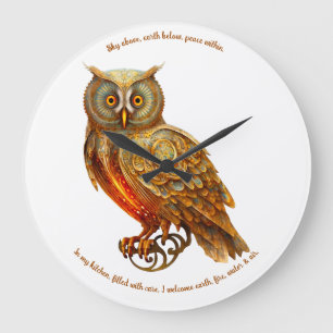 Create Your Own Golden Steampunk Owl Large Clock