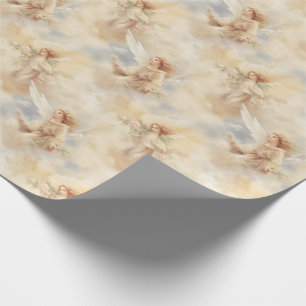 Create Your Own Golden Vintage Angels Wrapping Paper