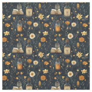 Create Your Own Golden Wildflowers Apothecary Blue Fabric