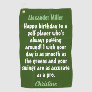 Create Your Own Golfer Birthday Custom Name Golf Towel
