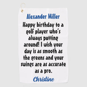 Create Your Own Golfer Birthday Custom Name Golf Towel