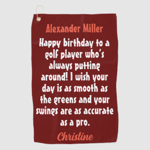 Create Your Own Golfer Birthday Custom Name Golf Towel