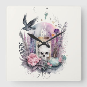 Create Your Own Gothic Autumn Square Wall Clock