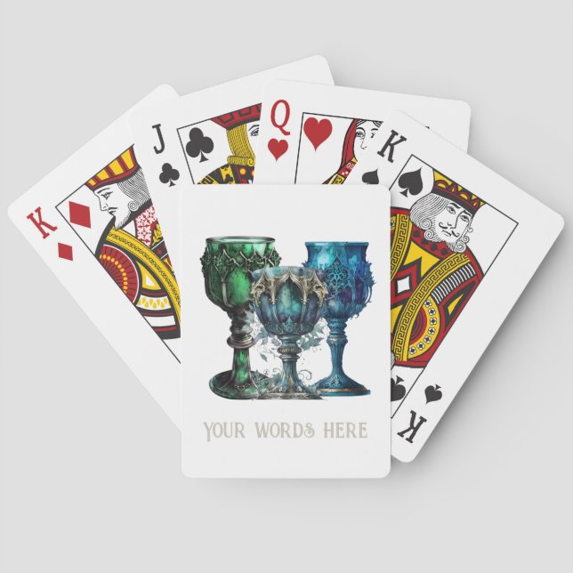 Create Your Own Gothic Blue & Green Chalices Playing Cards (Back)