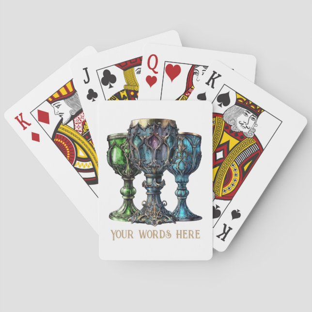 Create Your Own Gothic Green & Blue Chalices Playing Cards (Back)