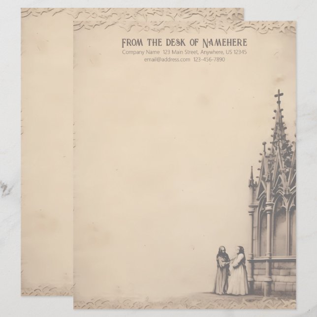 Create Your Own Gothic Mediaeval Castle Stationery Custom Letterhead (Front/Back)