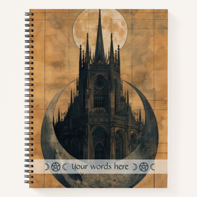 Create Your Own Gothic Moon Castle Lunar Notebook (Front)