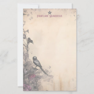 Create Your Own Gothic Raven Roses Stationery
