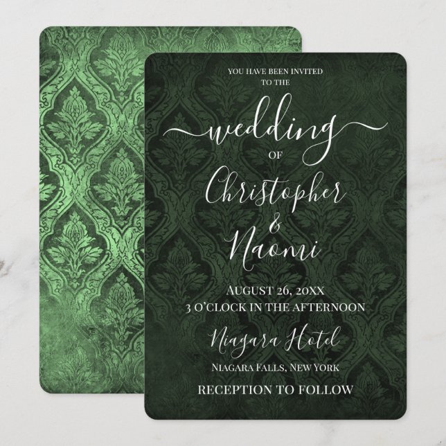Create Your Own Gothic Rustic Damask Pattern Invitation (Front/Back)
