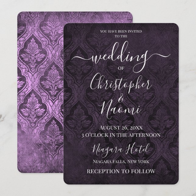 Create Your Own Gothic Rustic Damask Pattern Invitation (Front/Back)