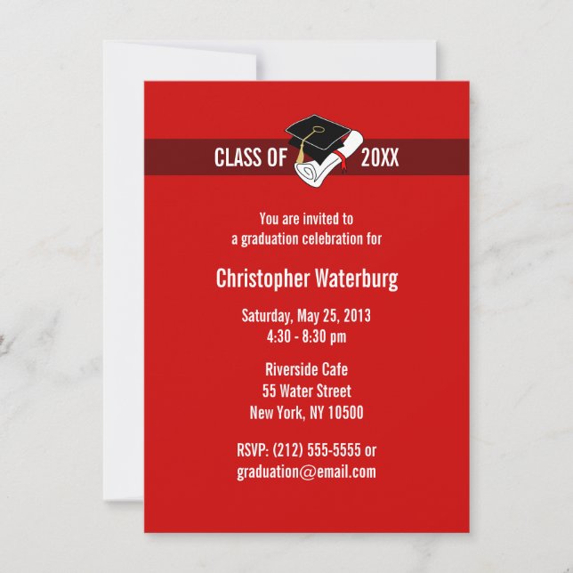 Create Your Own Graduation Invitation Red 10 (Front)