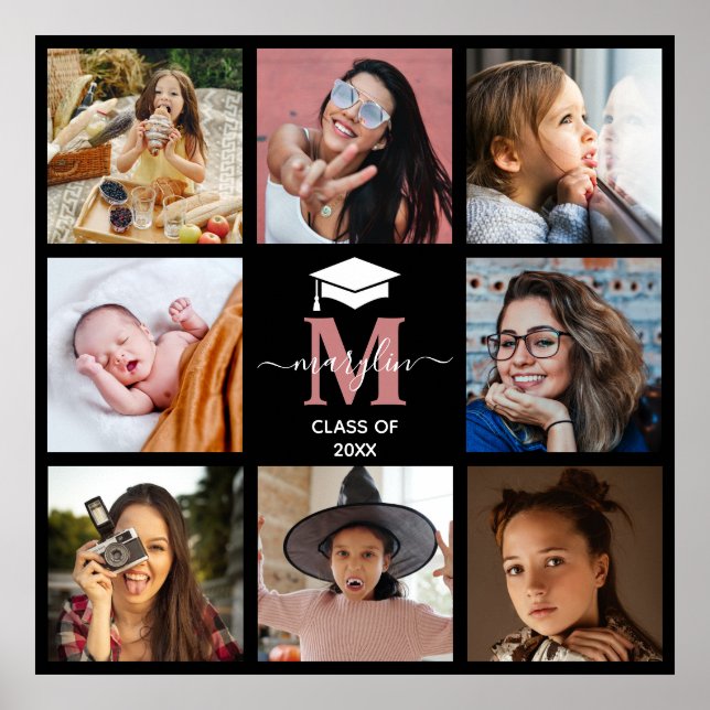 Create Your Own Graduation Monogram Photo Collage Poster (Front)