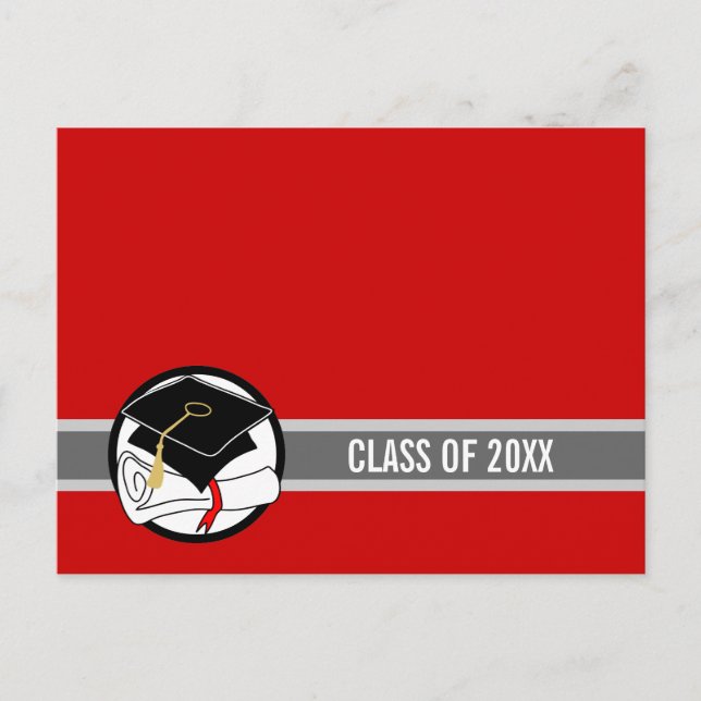 Create Your Own Graduation Postcard Diploma Red 1 (Front)