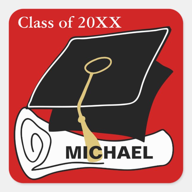 Create Your Own Graduation Sticker Cap Red (Front)