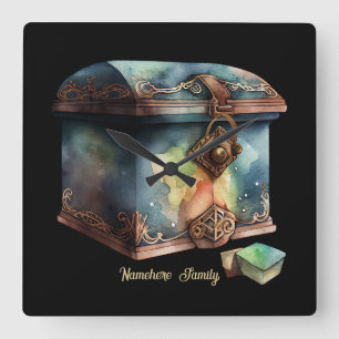 Create Your Own Greatest Treasure Watercolor Square Wall Clock