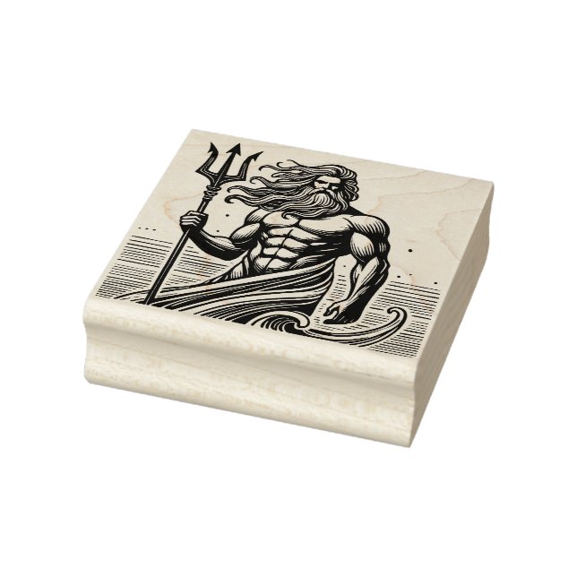 Create Your Own Greek God Poseidon Ocean Emblem Rubber Stamp (Stamp)