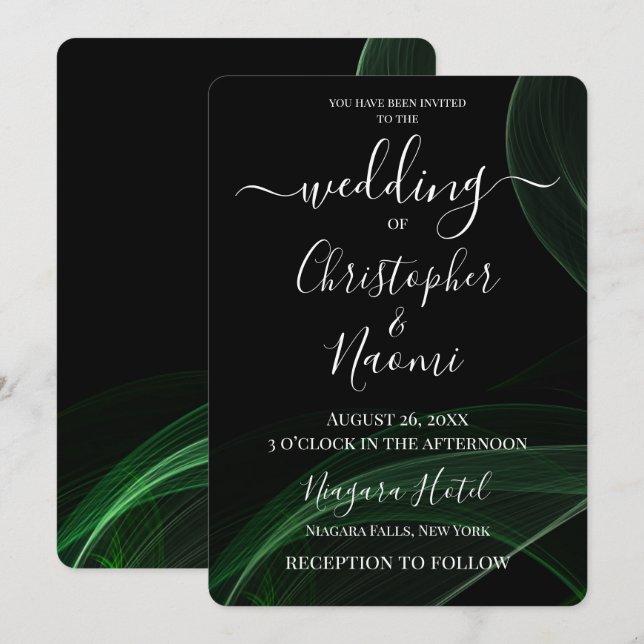 Create Your Own Green Black Light Ribbons Invitation (Front/Back)