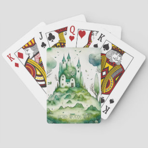 Create Your Own Green Fantasy Castle Landscape Playing Cards