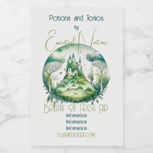 Create Your Own Green Fantasy Castle Landscape Wine Label