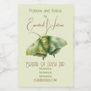 Create Your Own Green Fantasy Moth Food Label