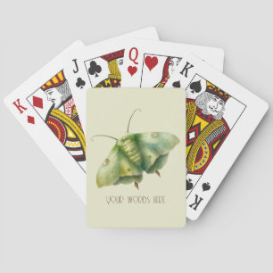 Create Your Own Green Fantasy Moth Playing Cards