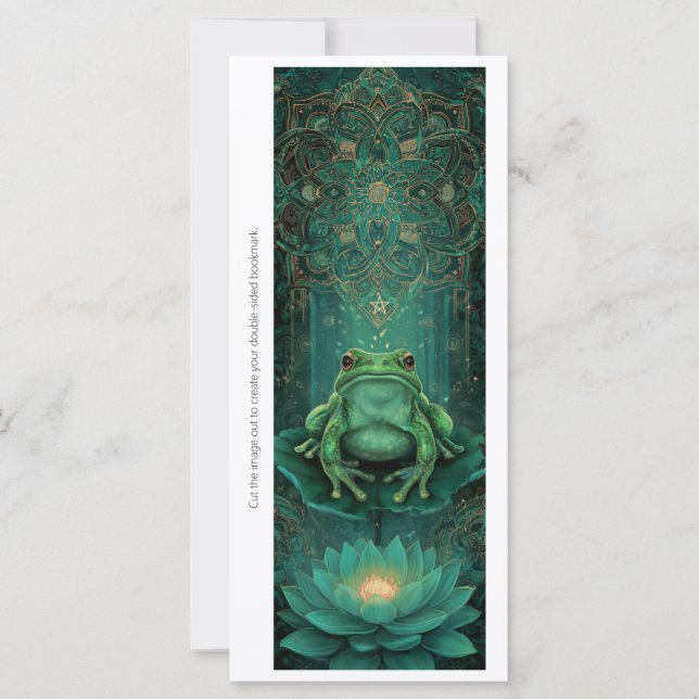 Create Your Own Green Frog Lotus Bookmark Card (Front)