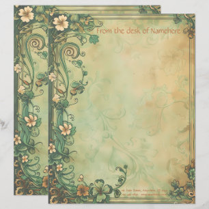 Create Your Own Green Gold Lucky Clover Custom Letterhead