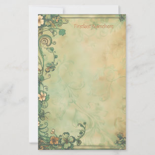 Create Your Own Green Gold Lucky Clover Stationery
