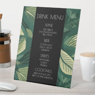Create Your Own Green Leaves Drink Menu Pedestal Sign