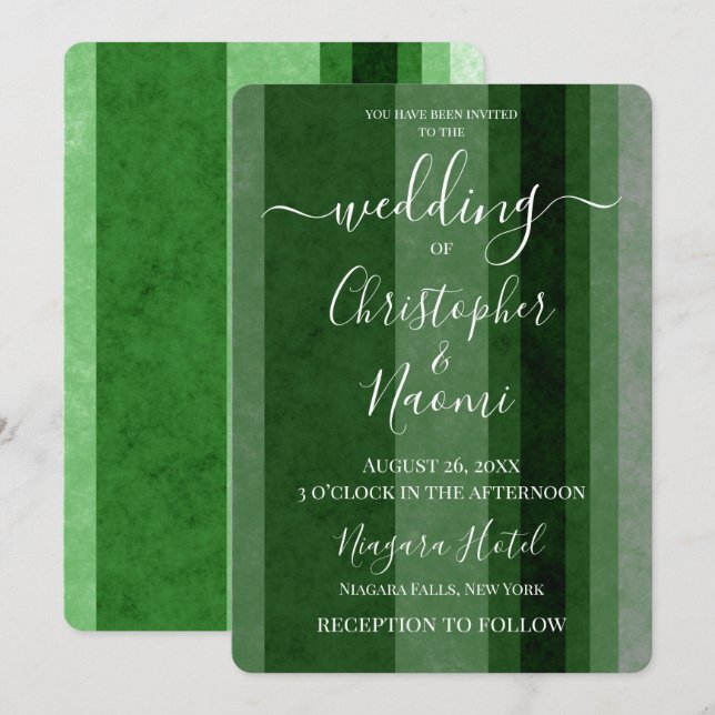 Create Your Own Green Retro Vertical Stripes Invitation (Front/Back)