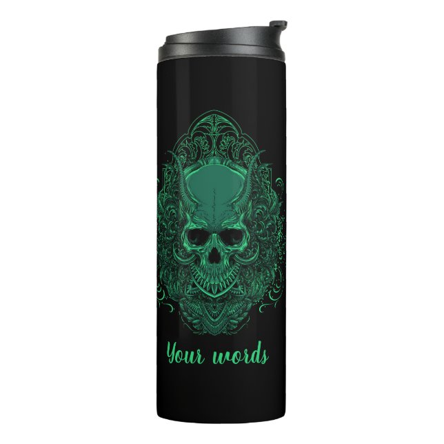 Create Your Own Green Skull Thermal Tumbler (Rotated Left)