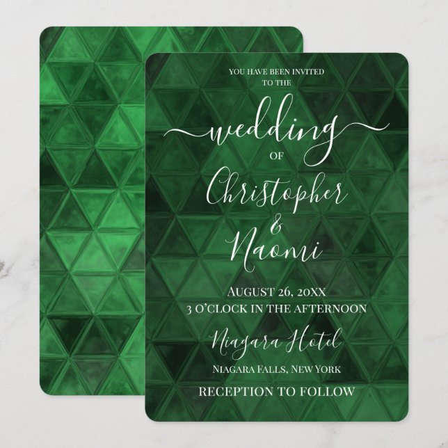 Create Your Own Green Triangle Pattern Invitation (Front/Back)