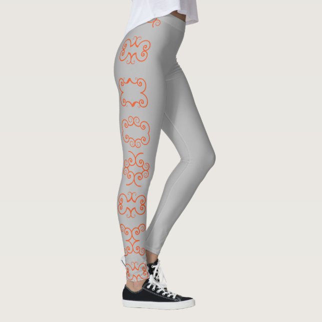 Create your own Grey Clothing floral Pattern art Leggings (Right)