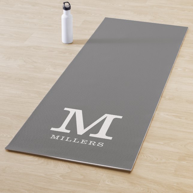 Create Your Own Grey Family Name Monogrammed  Yoga Mat (In Situ)