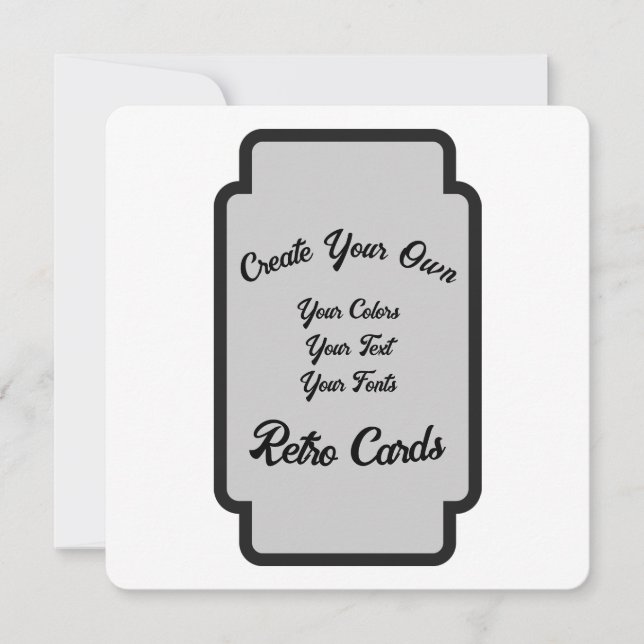 Create Your Own Grey Retro Rectangle Holiday Card (Front)
