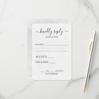 Create Your Own Grey Texture Custom Calligraphy RSVP Card