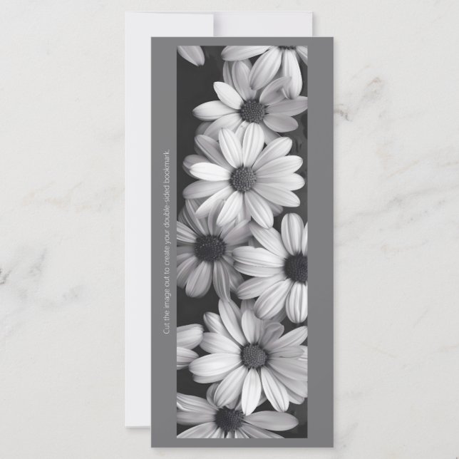 Create Your Own Grey & White Daisies Bookmark (Front)