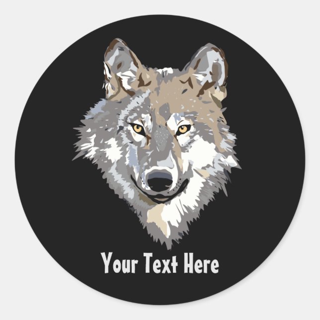 Create Your Own Grey Wolf Classic Round Sticker (Front)