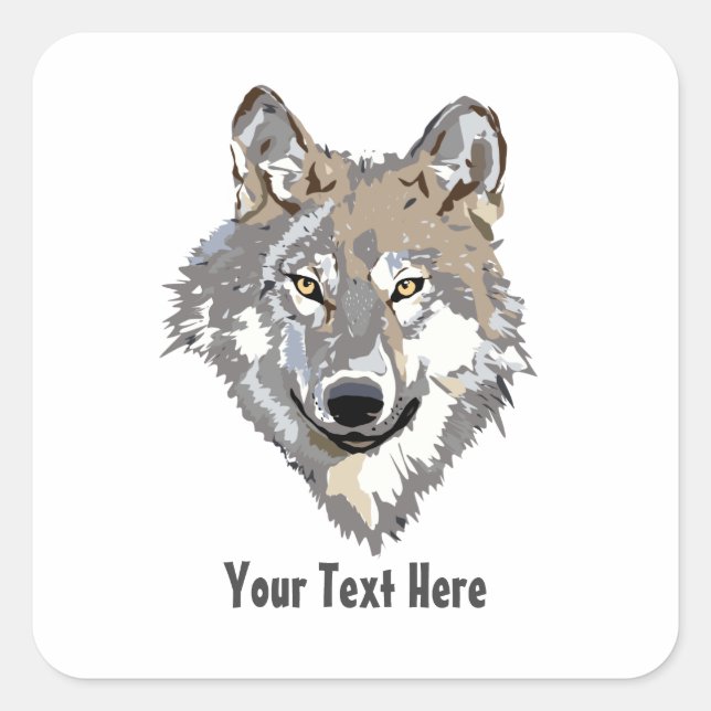 Create Your Own Grey Wolf Classic Square Sticker (Front)