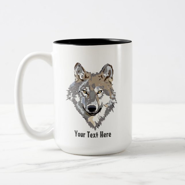 Create Your Own Grey Wolf  Two-Tone Coffee Mug (Left)